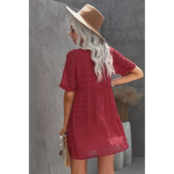 Red Fever Pitch Pom Babydoll Tunic Dress