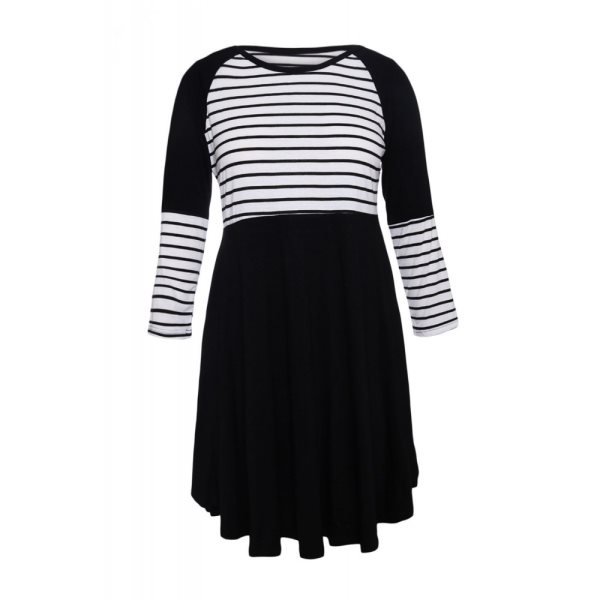 Black Chic Blocked Stripe Jersey Dress