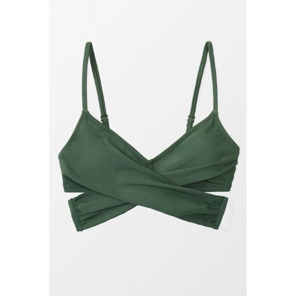 Green Elliott Wrap Tie Back Bikini Top