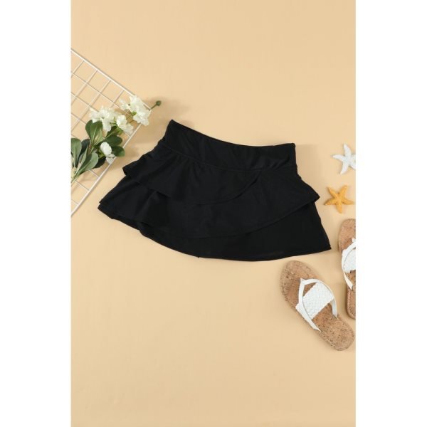 Black Tiered Swim Culotte