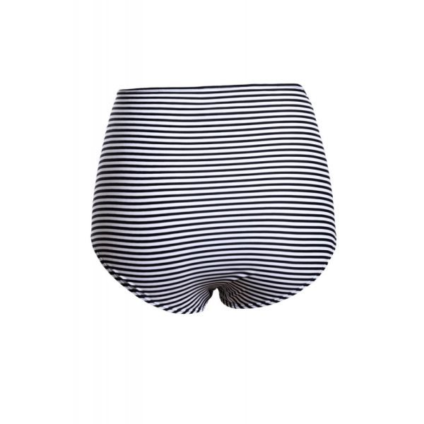 Black White Striped High Waisted Bikini Bottom