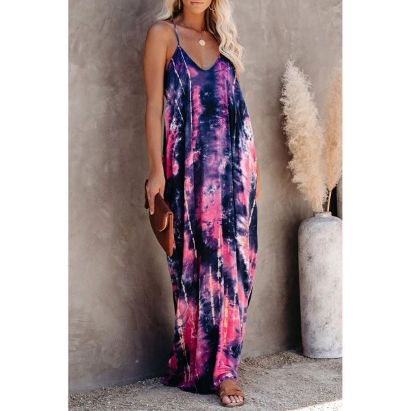 Tie-dye Drape Maxi Dress