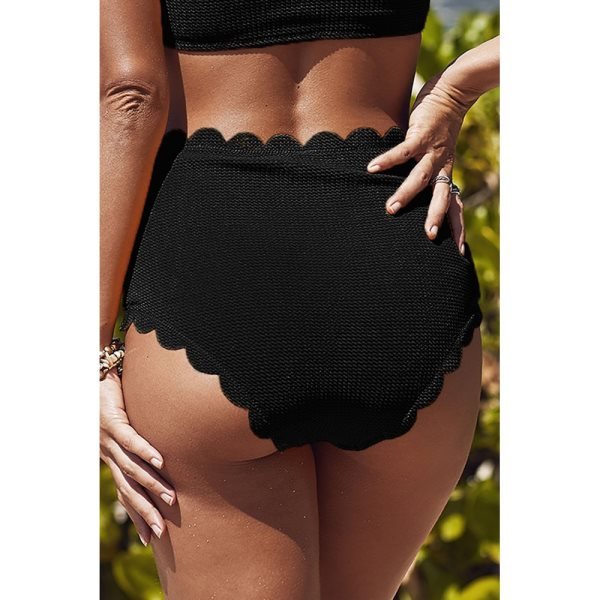 Black Scalloped Edge High Waist Bikini Panty