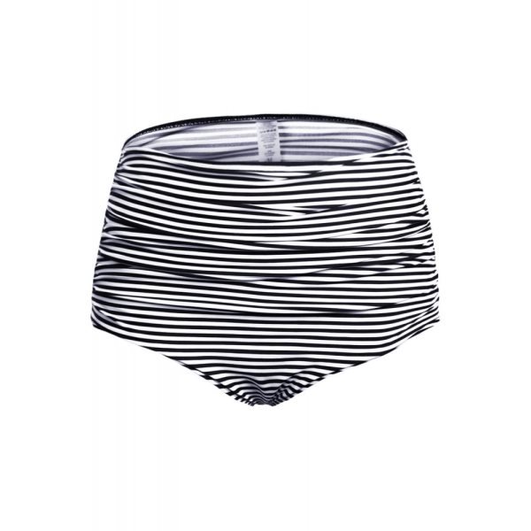 Black White Striped High Waisted Bikini Bottom