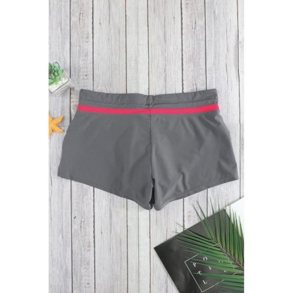 Red Trim Taupe Women Swim Boardshort