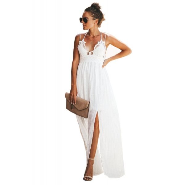 White Essence of Beauty Cotton Pocket Maxi Dress