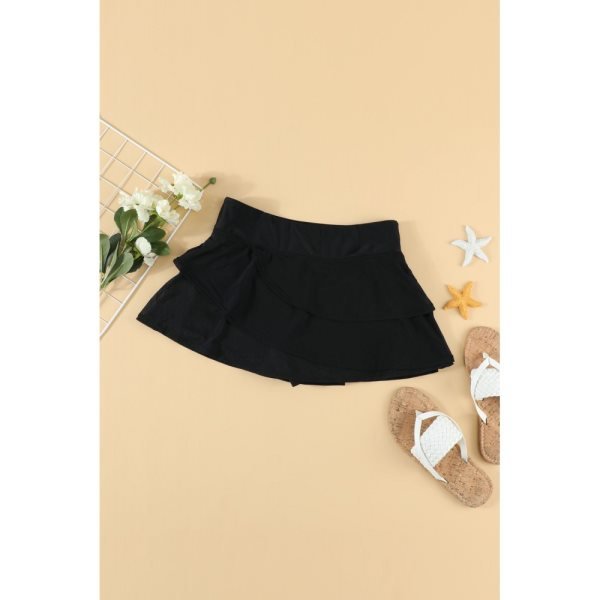 Black Tiered Swim Culotte